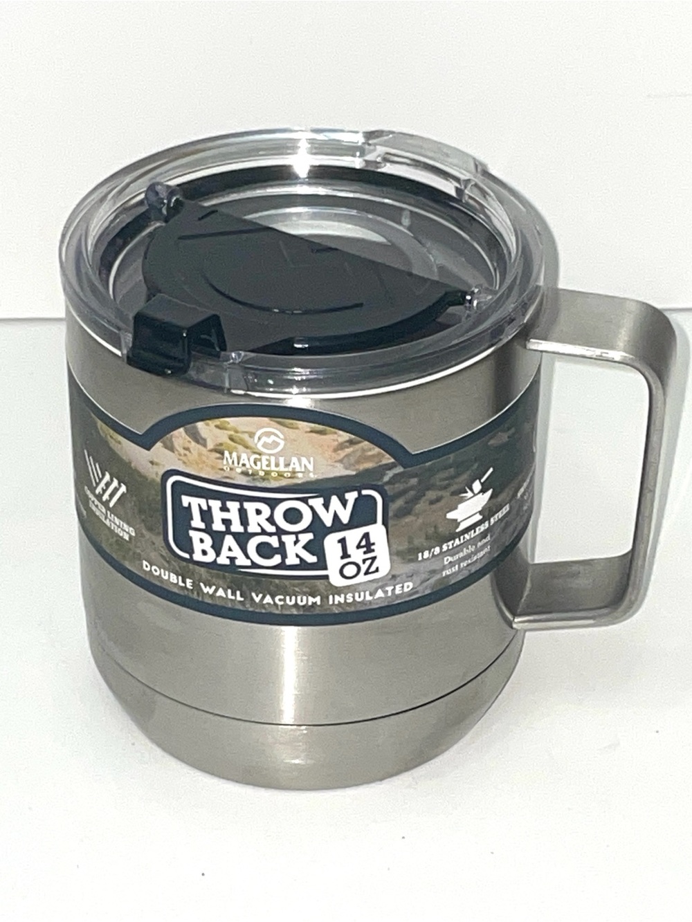 Magellan Outdoors Stainless Steel Insulated Mug with Flip Lid 14oz